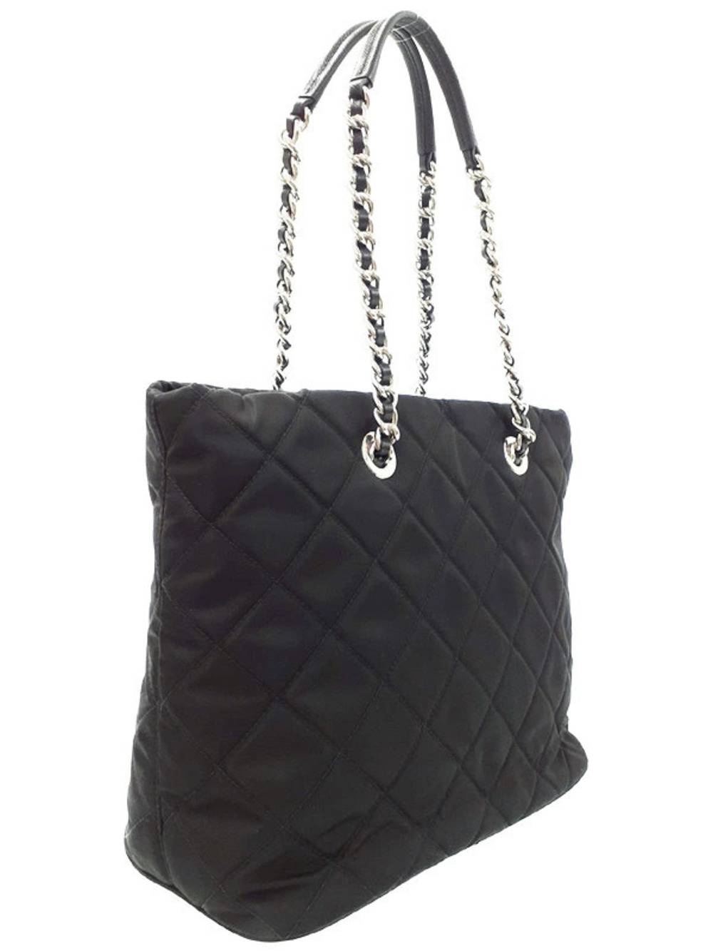 Prada Black Quilted Bag Chain Tote